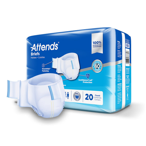 Attends® Advanced Unisex Adult Incontinence Brief Regular Disposable Heavy Absorbency (950224_BG) 20/BG