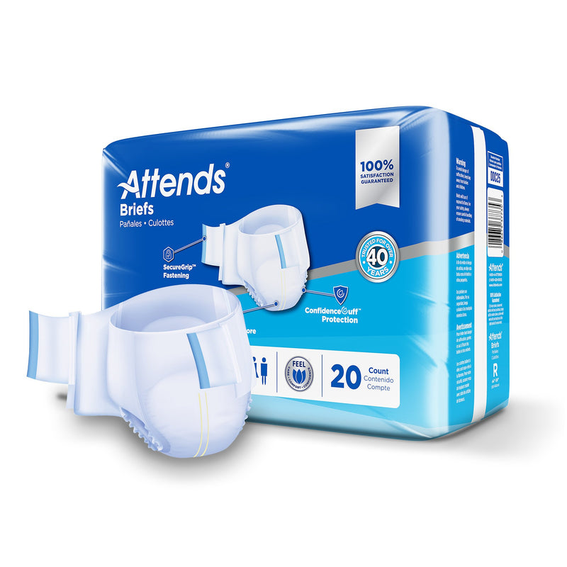 Attends® Advanced Unisex Adult Incontinence Brief Regular Disposable Heavy Absorbency (950224_CS) 80/CS