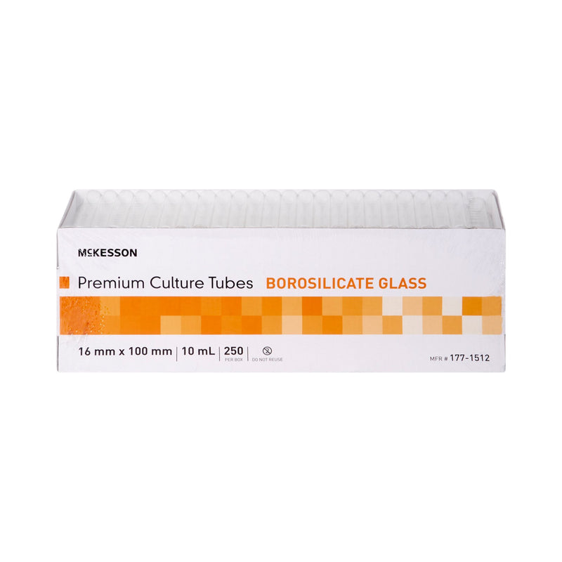 McKesson Test Tube Plain 10 mL Without Closure Glass Tube (1082087_CS) 1000/CS