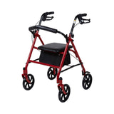 McKesson 4 Wheel Rollator Red Adjustable Height / Folding Steel Frame (1065268_EA) 1/EA