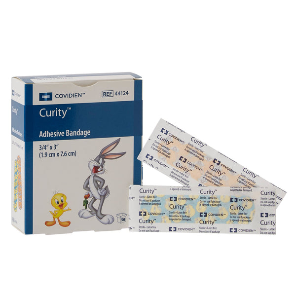 Curity™ Adhesive Strip 3/4 X 3 Inch Plastic Rectangle Kid Design (Assorted Looney Tunes) Sterile (867805_CS) 24/CS