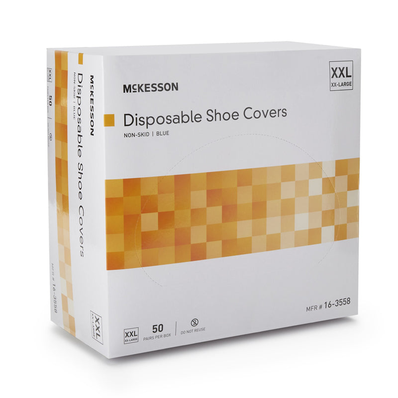 McKesson Shoe Cover 2X-Large Shoe High Nonskid Sole Blue NonSterile (651925_BX) 1/BX