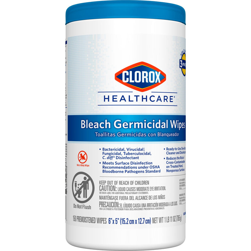 Clorox Healthcare® Surface Disinfectant Cleaner Premoistened Bleach Germicidal Manual Pull Wipe 150 Count Canister Floral Scent NonSterile (726380_CS) 6/CS