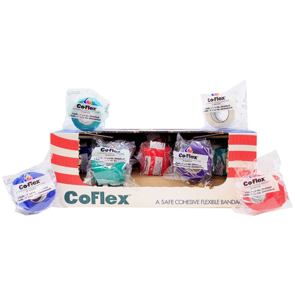 CoFlex® Cohesive Bandage 1 Inch X 5 Yard Self-Adherent Closure Teal / Blue / White / Purple / Red / Green NonSterile 14 lbs. Tensile Strength (897804_CS) 30/CS