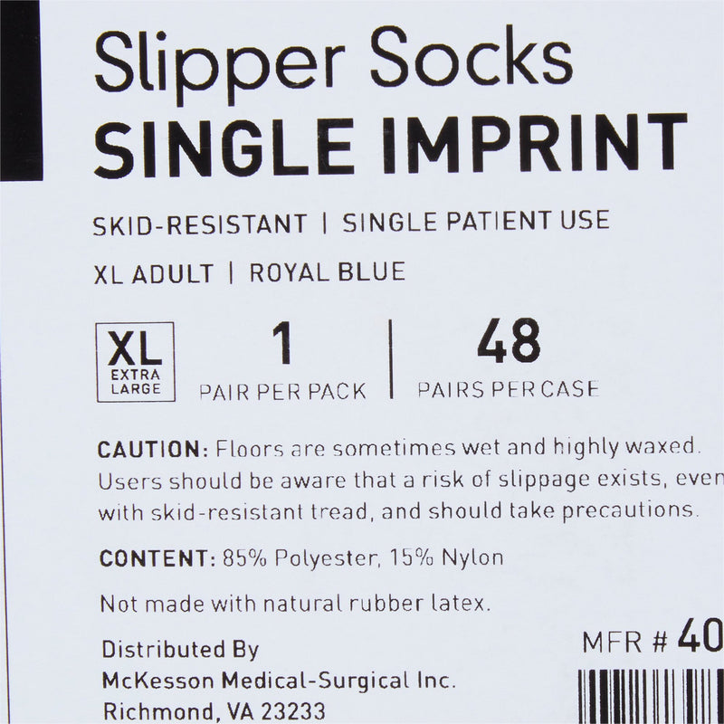McKesson Terries™ Slipper Socks Unisex Adult X-Large Single Tread Single Patient Use Royal Blue (334875_CS) 48/CS