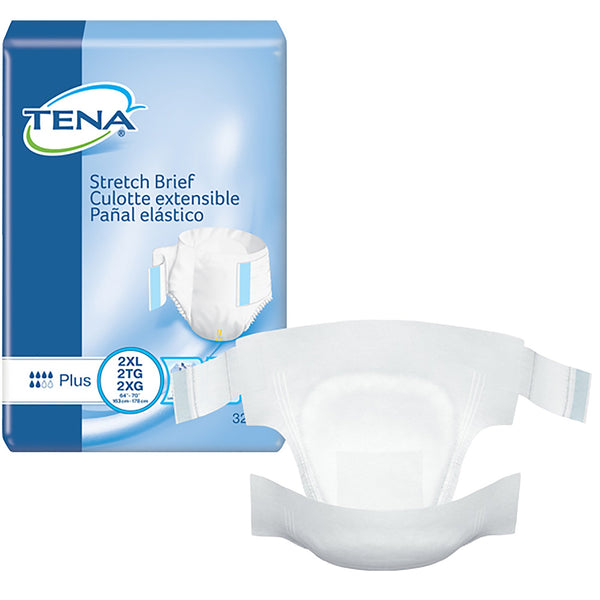 TENA® Stretch™ Plus Unisex Adult Incontinence Brief 2X-Large Disposable Moderate Absorbency (959407_CS) 64/CS