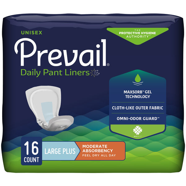 Prevail® Daily Pant Liners Incontinence Liner 28 Inch Length Moderate Absorbency Polymer Core Large Plus (747198_CS) 96/CS