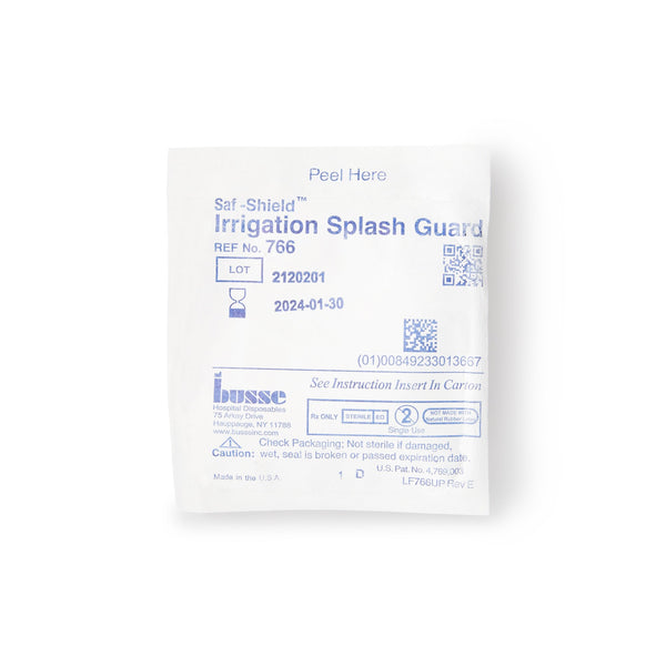 Saf-Shield* Irrigation Splash Guard 2 Exit Portals, Clear, Plastic, Angled Inlet, Sterile (455907_EA) 1/EA