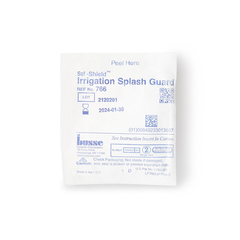 Saf-Shield* Irrigation Splash Guard 2 Exit Portals, Clear, Plastic, Angled Inlet, Sterile (455907_CS) 50/CS