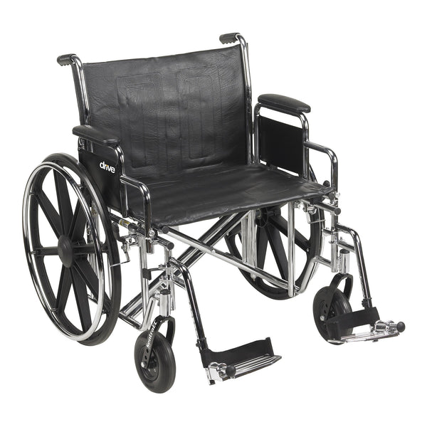 McKesson Bariatric Wheelchair Dual Axle Desk Length Arm Swing-Away Footrest Black Upholstery 24 Inch Seat Width Adult 450 lbs. Weight Capacity (1065288_EA) 1/EA