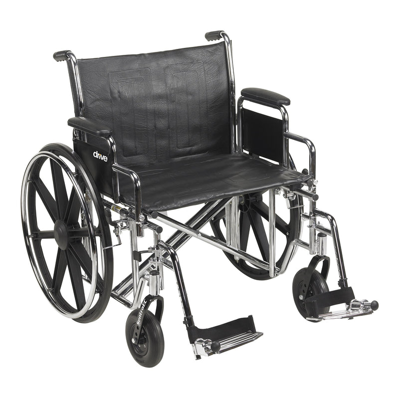 McKesson Bariatric Wheelchair Dual Axle Desk Length Arm Swing-Away Footrest Black Upholstery 24 Inch Seat Width Adult 450 lbs. Weight Capacity (1065288_EA) 1/EA