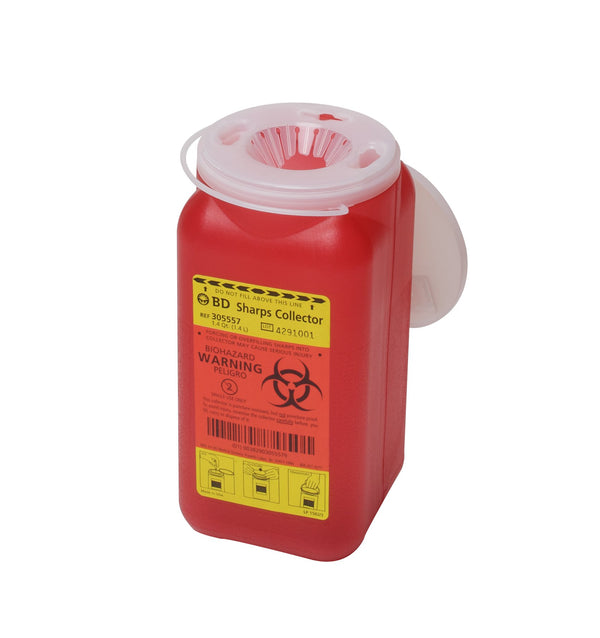 BD™ Sharps Container Red Base 7-1/2 H X 3-3/5 W X 3-3/5 D Inch Vertical Entry 0.35 Gallon (402172_EA) 1/EA