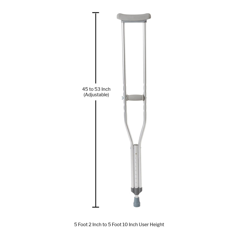 McKesson Underarm Crutches Adult 5 Foot 2 Inch to 5 Foot 10 Inch User Height Aluminum Frame 350 lbs. Weight Capacity (1065294_PR) 2/PR