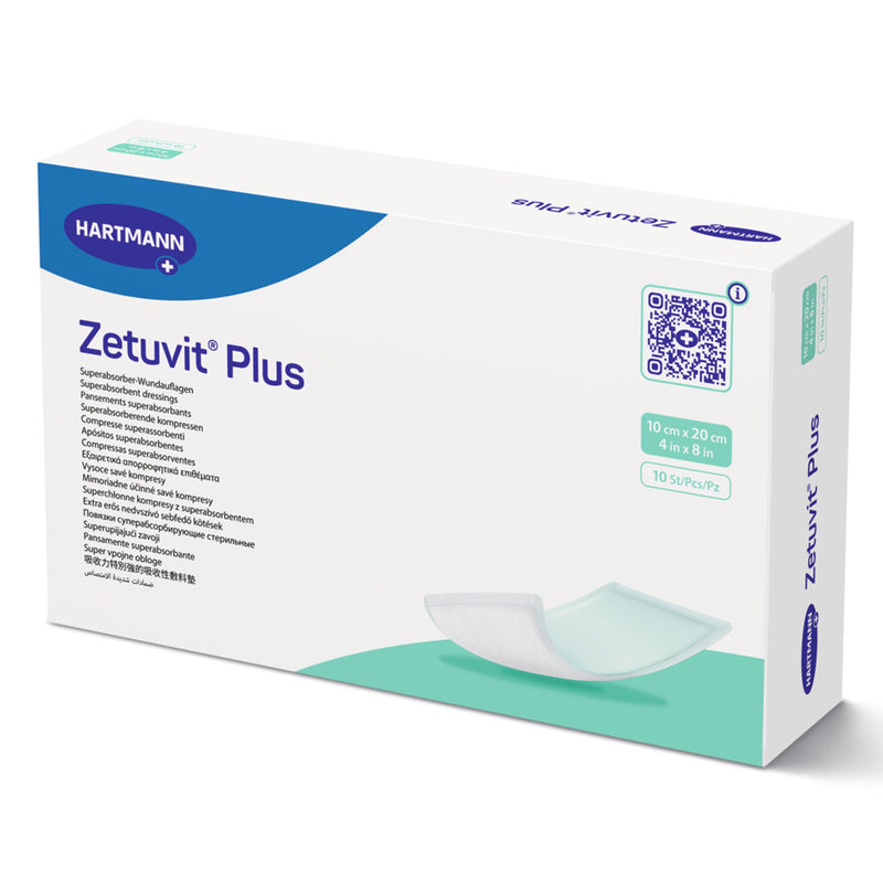 Zetuvit® Plus Super Absorbent Dressing Without Adhesive 4 X 8 Inch Rectangle (1161229_BX) 10/BX