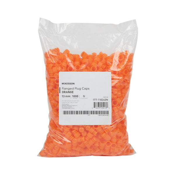 McKesson Tube Closure Polyethylene Flanged Plug Cap Orange 13 mm For Use with 13 mm Blood Drawing Tubes, Glass Test Tubes, Plastic Culture Tubes NonSterile (1175282_CS) 20000/CS