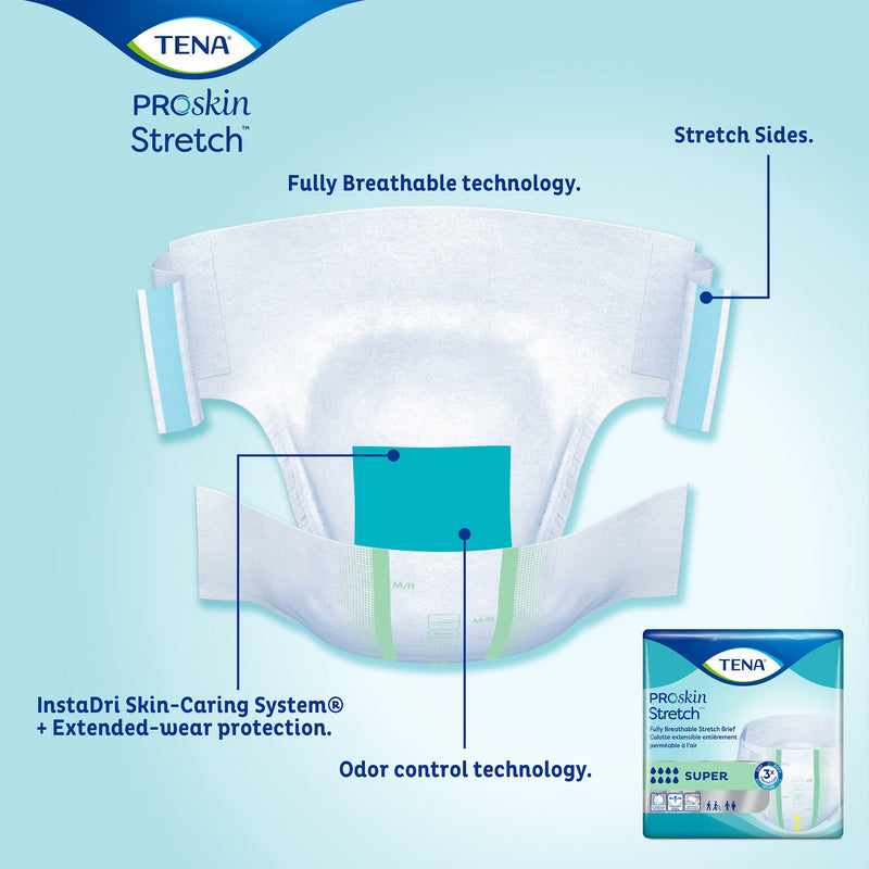 TENA ProSkin Stretch™ Super Unisex Adult Incontinence Brief 3X-Large Disposable Heavy Absorbency (897121_PK) 8/PK