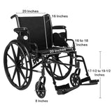 McKesson Lightweight Wheelchair Dual Axle Desk Length Arm Swing-Away Footrest Black Upholstery 20 Inch Seat Width Adult 300 lbs. Weight Capacity (1065286_EA) 1/EA
