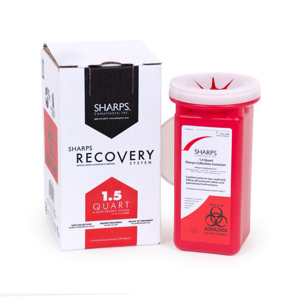 Sharps Recovery System™ Mailback Sharps Container Red Base Vertical Entry 0.375 Gallon (1072887_EA) 1/EA