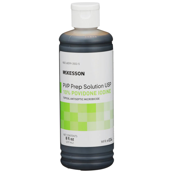 McKesson Skin Prep Solution 8 oz. Flip-Top Bottle 10% Strength Povidone-Iodine NonSterile (1043538_CS) 24/CS