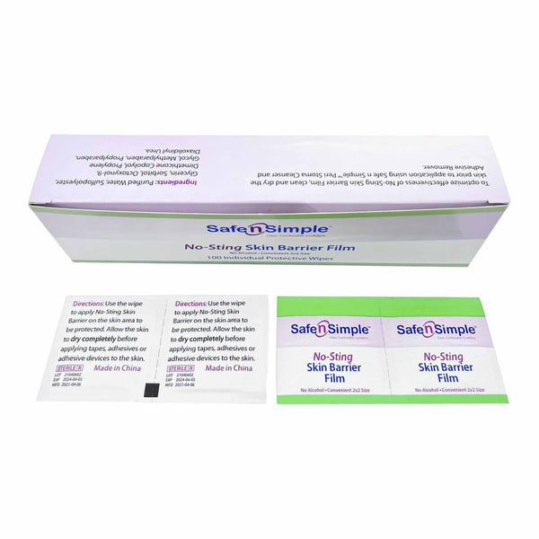Safe N Simple™ No-Sting Skin Barrier Wipe 60% / 20% Strength Purified Water / Polyvinylpyrrolidone / Glycerin / Propylene Glycol Individual Packet Sterile (773689_BX) 100/BX