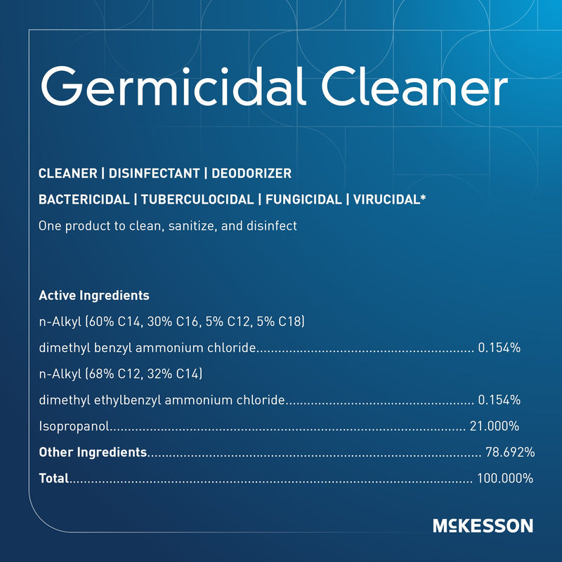 McKesson Surface Disinfectant Cleaner Alcohol Based Manual Pour Liquid 1 gal. Jug Alcohol Scent NonSterile (1103353_CS) 4/CS