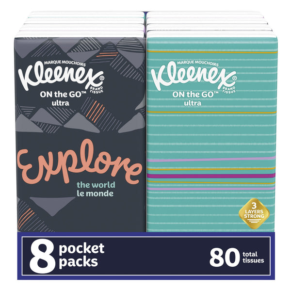 Kleenex® Pocket Pack Facial Tissue White 8-3/5 X 8-3/10 Inch 10 Count (1032437_CS) 96/CS