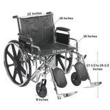 McKesson Bariatric Wheelchair Dual Axle Desk Length Arm Swing-Away Elevating Legrest Black Upholstery 22 Inch Seat Width Adult 450 lbs. Weight Capacity (1065281_EA) 1/EA