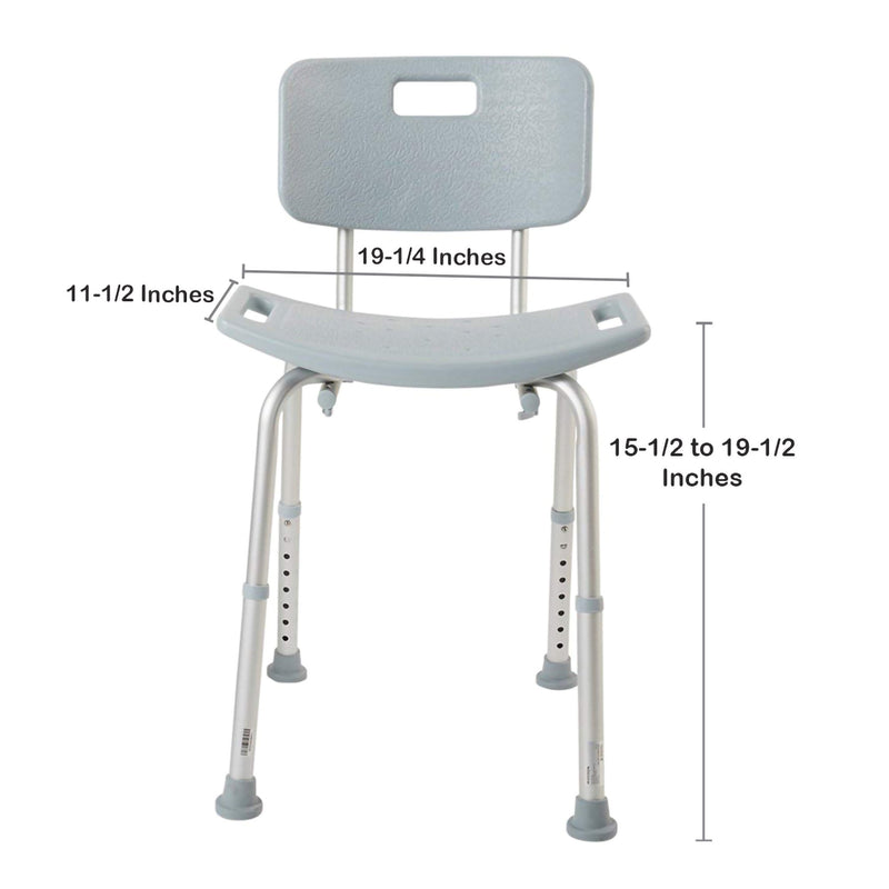 McKesson Bath Bench Without Arms Aluminum Frame Removable Backrest 19-1/4 Inch Seat Width 300 lbs. Weight Capacity (1065208_EA) 1/EA