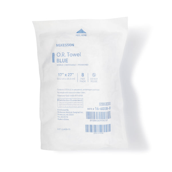 McKesson O.R. Towel 17 W X 27 L Inch Blue Sterile (277863_CS) 80/CS