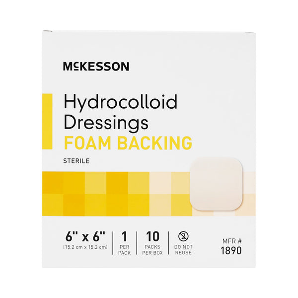McKesson Hydrocolloid Dressing Foam Backing 6 X 6 Inch Square Hydrocolloid / Foam (883000_BX) 10/BX