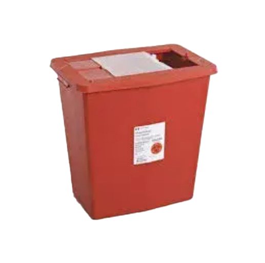SharpSafety™ Sharps Container Red Base 18-3/4 H X 18-1/4 W X 12-3/4 D Inch Vertical Entry 12 Gallon (225720_EA) 1/EA