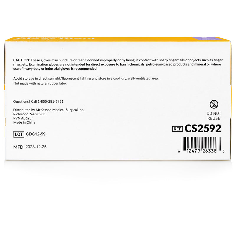 CareStock™ Exam Glove Small NonSterile Vinyl Standard Cuff Length Smooth Clear Not Rated (1230907_BX) 100/BX