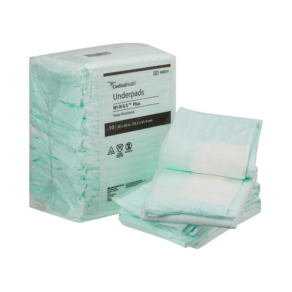 Wings™ Plus Disposable Underpad 30 X 36 Inch Fluff / Polymer Heavy Absorbency (188192_BG) 1/BG