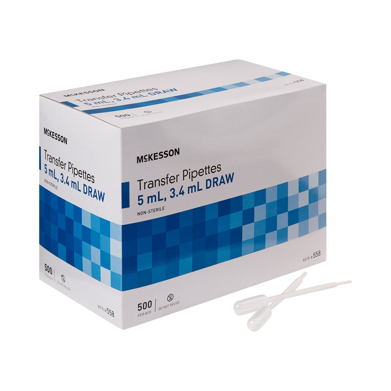 McKesson Transfer Pipette 5 mL 0.5 to 1 mL Graduation Increments NonSterile (911824_BX) 1/BX