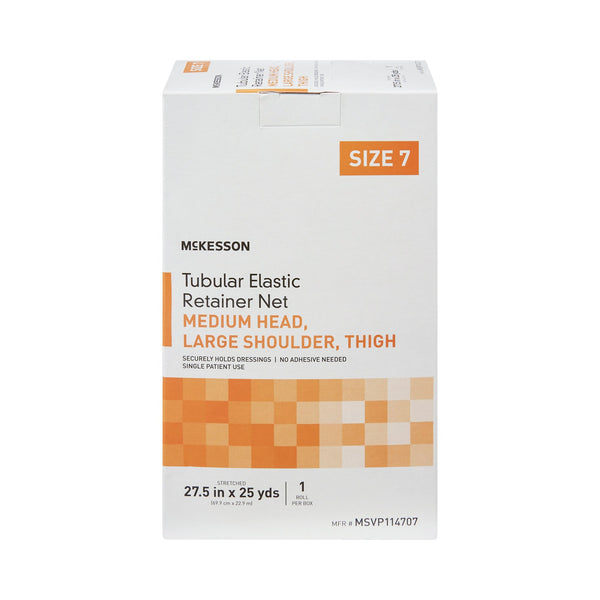 McKesson Elastic Net Retainer Dressing Tubular Elastic 27-1/2 Inch X 25 Yard (69.9 cm X 22.9 m) Size 7 White Medium Head / Large Shoulder / Thigh NonSterile (1113351_CS) 10/CS