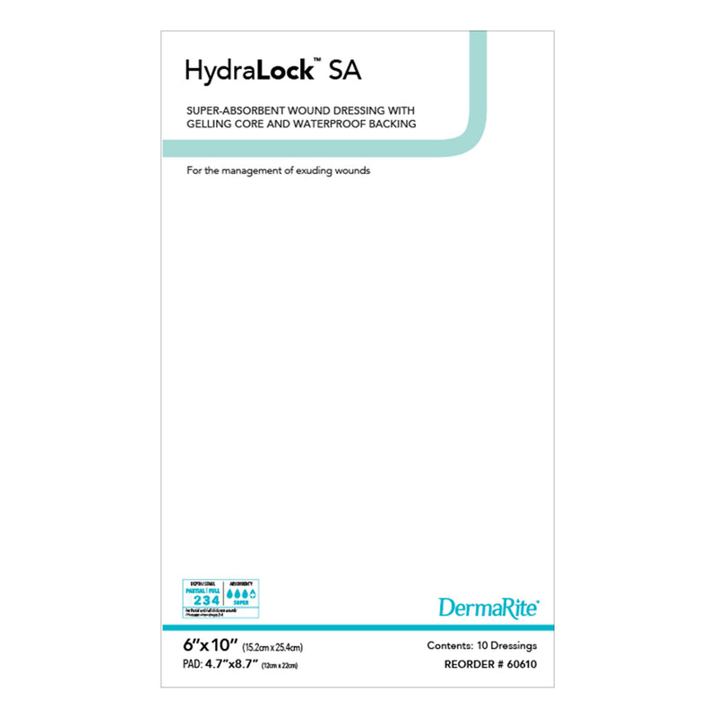 HydraLock™ SA Super Absorbent Dressing 6 X 10 Inch Rectangle (949203_EA) 1/EA