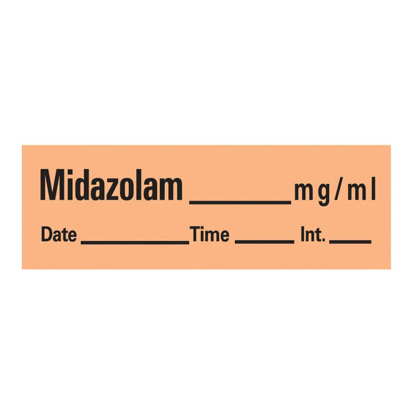 Timemed Drug Label Anesthesia Label Midazolam_mg/mL Date_Time_Int._ Orange 1/2 X 1-1/2 Inch (184630_RL) 1/RL