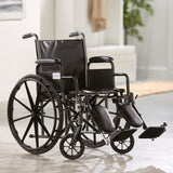 McKesson Wheelchair Dual Axle Desk Length Arm Swing-Away Elevating Legrest Black Upholstery 20 Inch Seat Width Adult 350 lbs. Weight Capacity (1065279_EA) 1/EA