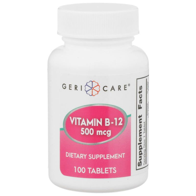 Geri-Care® Vitamin Supplement Vitamin B12 500 mcg Strength Tablet 100 per Bottle (1108646_CS) 12/CS