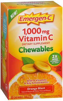 Emergen-C® Vitamin C Supplement Ascorbic Acid 1,000 mg Strength Chewable Tablet 40 per Box Orange Flavor (1049371_EA) 1/EA