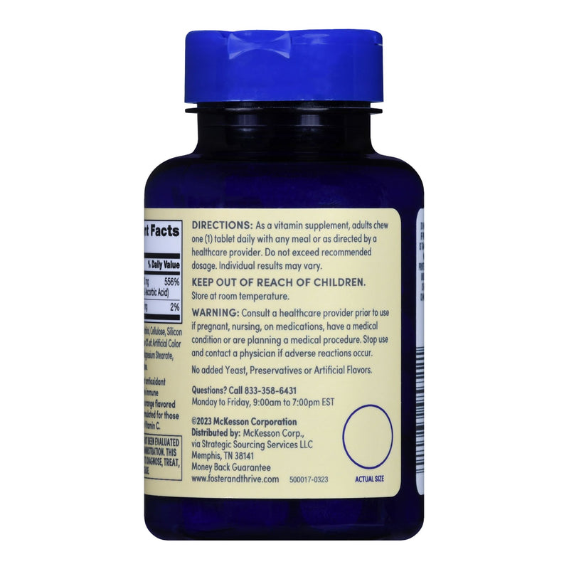 Foster & Thrive™ Vitamin C Supplement Ascorbic Acid 500 mg Strength Chewable Tablet 100 per Bottle (1238902_BT) 1/BT