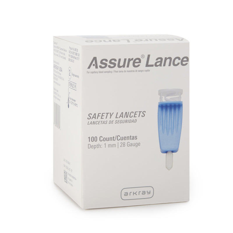 Assure® Safety Lancet 28 Gauge Protective Safety Cap Push Button Activation Finger (689752_CS) 4800/CS