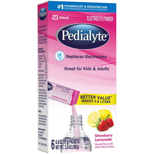 Pedialyte® Powder Packs Oral Electrolyte Solution Strawberry Lemonade Flavor 0.6 oz. Electrolyte (1130200_PK) 6/PK