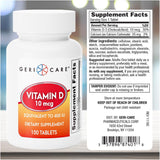 Geri-Care® Vitamin Supplement Vitamin D3 400 IU Strength Tablet 100 per Bottle (682942_BT) 1/BT