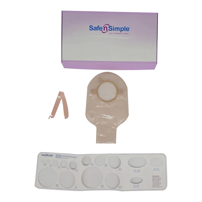 Safe n Simple™ Ostomy Pouch Two-Piece System 9 Inch Length Without Barrier Drainable (1242501_BX) 10/BX