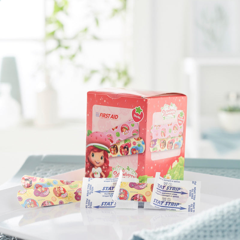 American® White Cross Stat Strip® Adhesive Strip 3/4 X 3 Inch Plastic Rectangle Kid Design (Strawberry Shortcake) Sterile (980580_BX) 100/BX