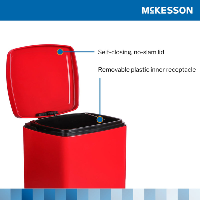 McKesson Trash Can 20 Quart / 5 gal. Red Metal Square (1223689_EA) 1/EA