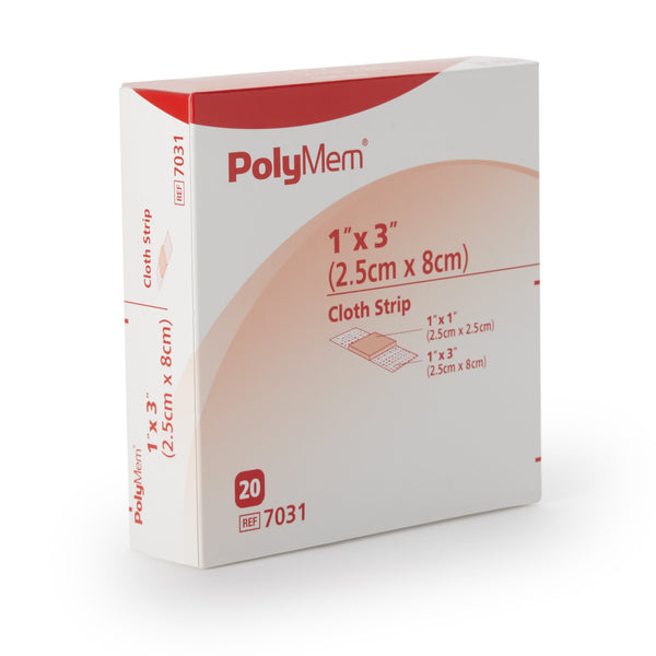 PolyMem® Adhesive Strip 1 X 3 Inch Polyurethane / Film Rectangle Pink / White Sterile (543360_BX) 20/BX