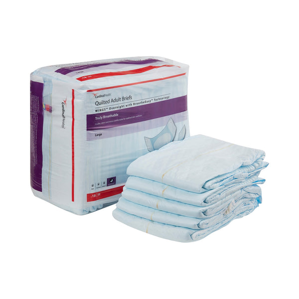 Wings™ Overnight Quilted Unisex Adult Incontinence Brief Large Disposable Heavy Absorbency (864860_BG) 1/BG