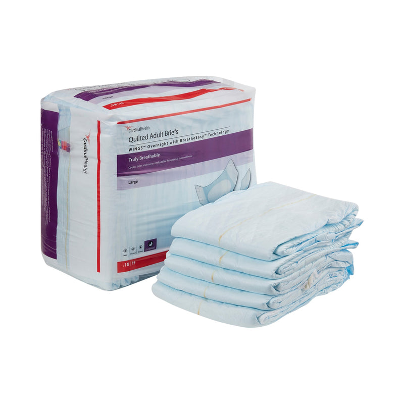 Wings™ Overnight Quilted Unisex Adult Incontinence Brief Large Disposable Heavy Absorbency (864860_BG) 1/BG
